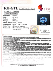 3.96/CT Natural Blue Sapphire with Govt Lab Certificate-BLUSA9W